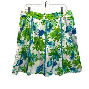 Woman Skirt Size 16‎ Floral Twill A Line Cotton Stretch Knee Length Beachy